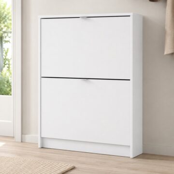 Luxor White 2 Door Shoe Cabinet | 1 Layer
