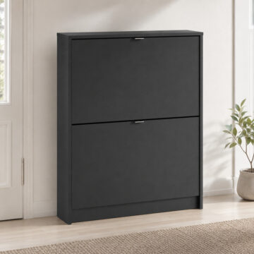 Luxor Black 2 Door Shoe Cabinet | 1 Layer