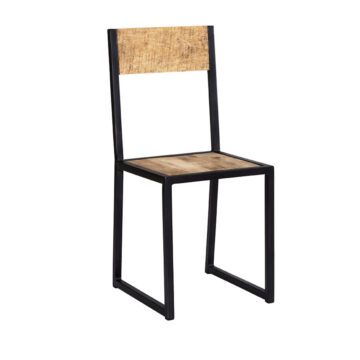 Memphis Industrial Metal & Wood Dining Chair | Black Steel & Mango | Assembled