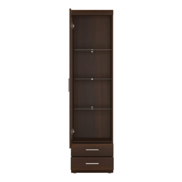 Belize 1 Door 2 Drawer Narrow Glazed Display Cabinet | Mahogany Finish