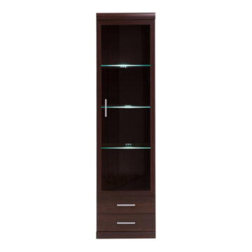 Belize 1 Door 2 Drawer Narrow Glazed Display Cabinet | Mahogany Finish