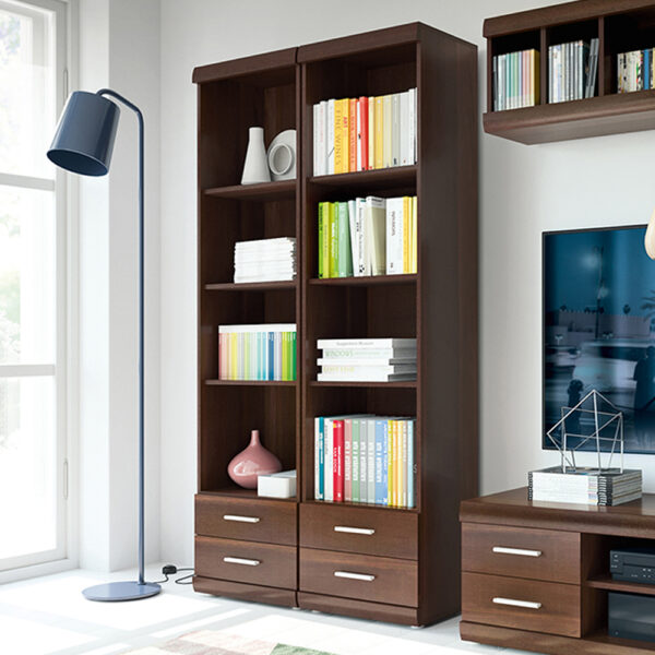 Belize Tall 2 Drawer Narrow Cabinet Open Shelving | Self Assembly