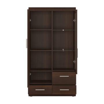 Belize 2 Door 3 Drawer Glazed Display Cabinet | Mahogany Finish