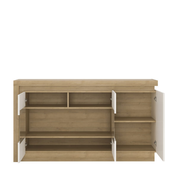 Rydal White 3 Door Glazed Sideboard (Including LED Lighting) | Self Assembly