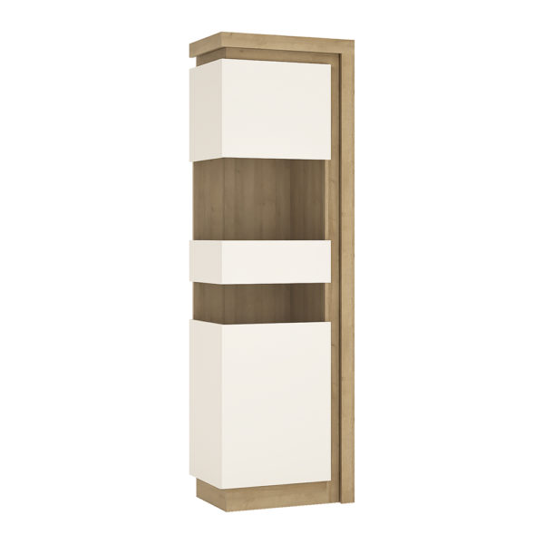 Rydal White Tall Narrow Left Hand Display Cabinet (Including LED Lighting) | Self Assembly