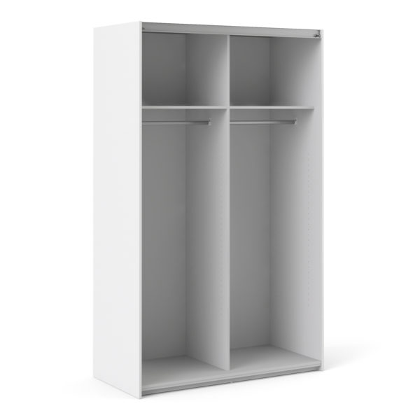 Venice Wardrobe Collection Sliding Wardrobe 120cm in White with White Doors with 2 Shelves