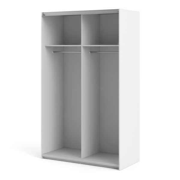 Venice Wardrobe Collection Sliding Wardrobe 120cm in White with White Doors with 2 Shelves