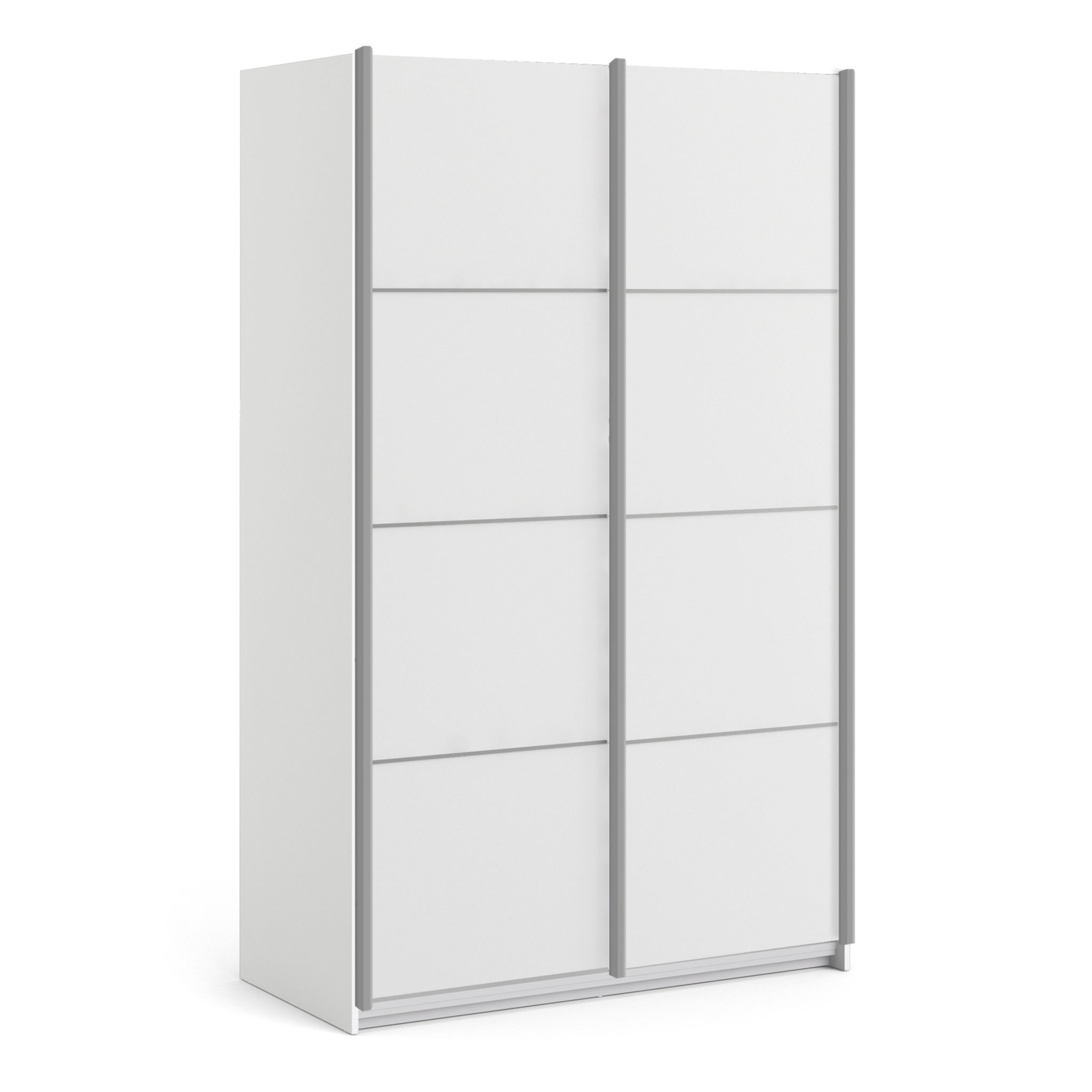 Venice Wardrobe Collection Sliding Wardrobe 120cm in White with White Doors with 5 Shelves Oak
