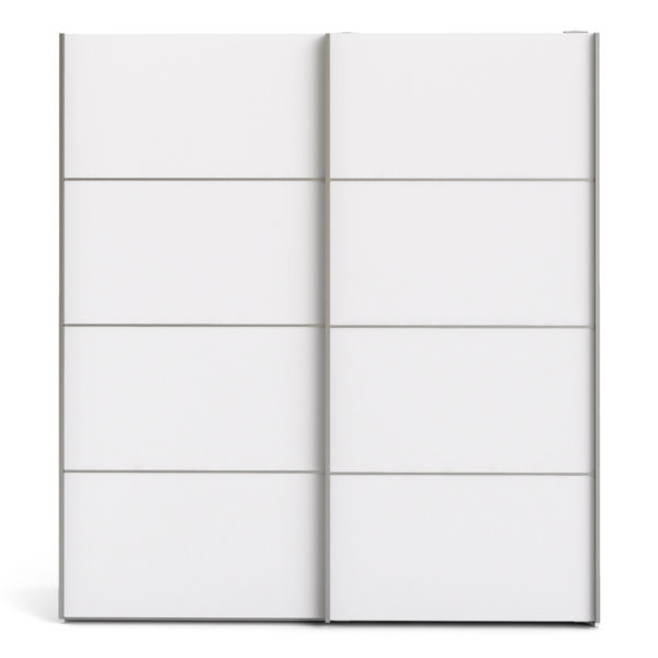 Venice Wardrobe Collection Sliding Wardrobe 180cm in White with White Doors with 2 Shelves