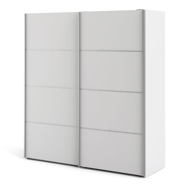 Venice Wardrobe Collection Sliding Wardrobe 180cm in White with White Doors with 2 Shelves