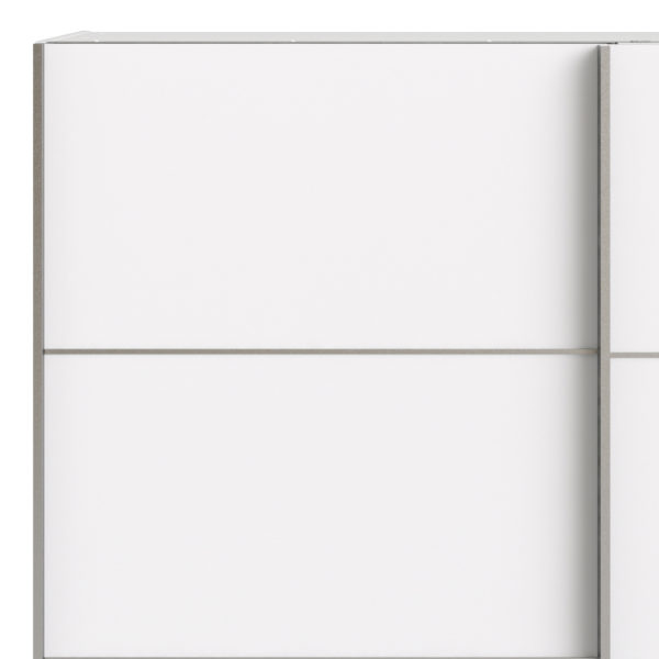 Venice Wardrobe Collection Sliding Wardrobe 180cm in White with White Doors with 2 Shelves