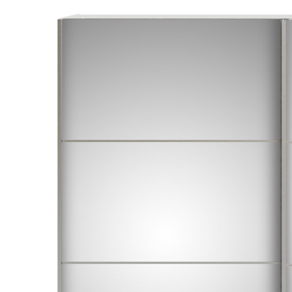 Venice Wardrobe Collection Sliding Wardrobe 180cm in White with Mirror Doors with 2 Shelves