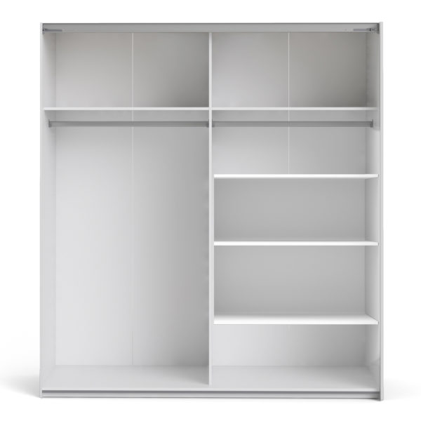 Venice Wardrobe Collection Sliding Wardrobe 180cm in White with Oak Doors with 5 Shelves