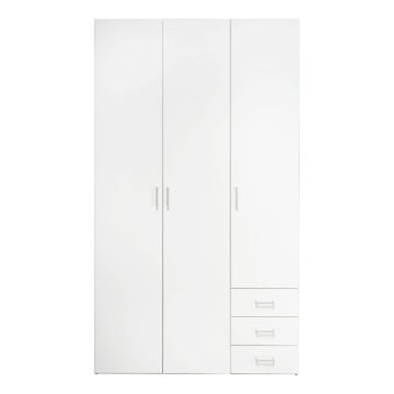 Edinburgh White 3 Door Wardrobe with Drawers