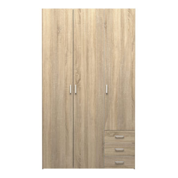 Edinburgh Wardrobe with 3 Doors & 3 Drawers in Oak