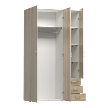 Edinburgh Wardrobe with 3 Doors & 3 Drawers in Oak
