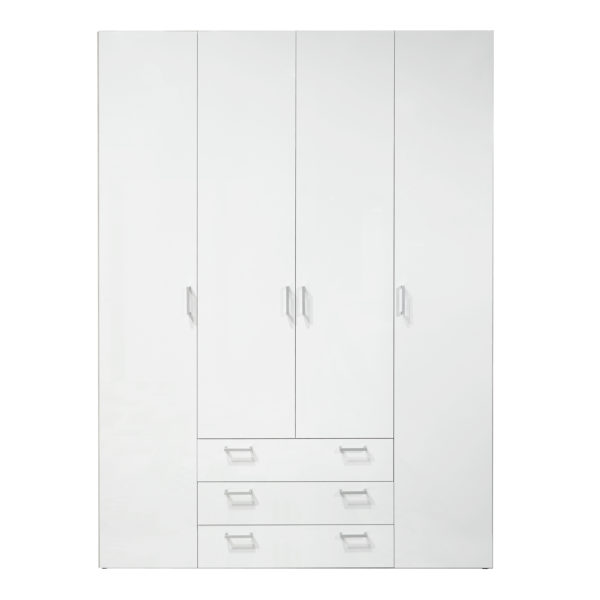 Edinburgh Wardrobe with 4 Doors & 3 Drawers in White