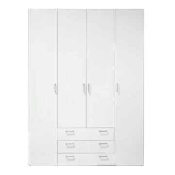 Edinburgh White 4 Door Wardrobe with Drawers