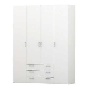 Edinburgh White 4 Door Wardrobe with Drawers