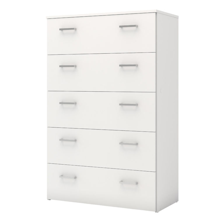 Edinburgh Chest of 5 Drawers in White Self Assembly Oak World