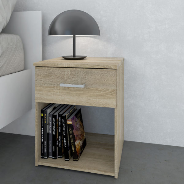 Edinburgh Bedside 1 Drawer in Oak | Self Assembly
