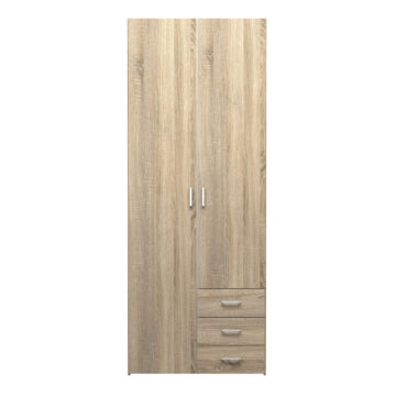 Edinburgh 2 Door Wardrobe with Drawers | Oak Finish