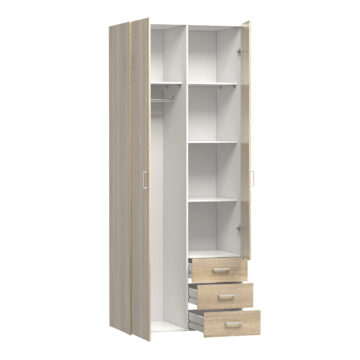 Edinburgh 2 Door Wardrobe with Drawers | Oak Finish