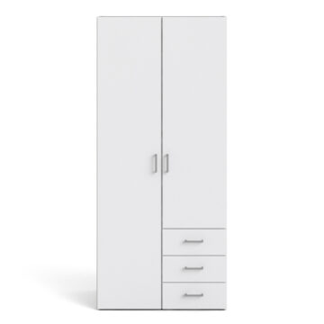 Edinburgh White 2 Door Wardrobe with Drawers