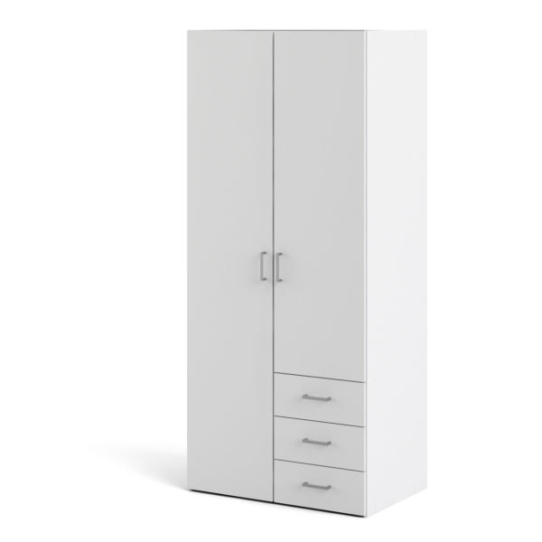 Edinburgh Wardrobe with 2 Doors & 3 Drawers in White