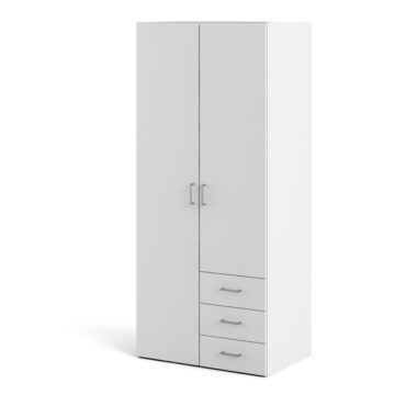 Edinburgh White 2 Door Wardrobe with Drawers