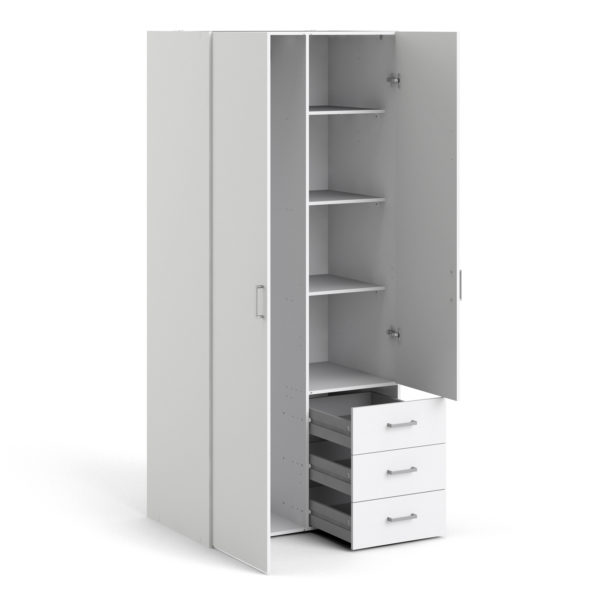 Edinburgh Wardrobe with 2 Doors & 3 Drawers in White