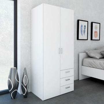 Edinburgh White 2 Door Wardrobe with Drawers