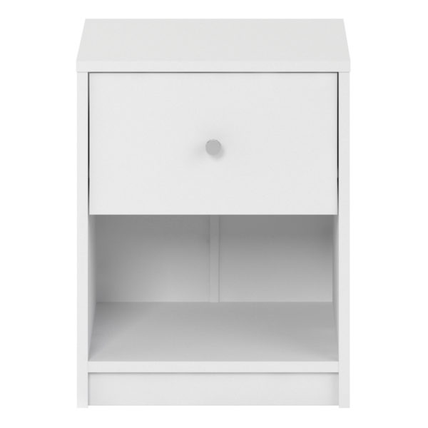 Elegance Bedroom Bedside 1 Drawer in White | Self Assembly