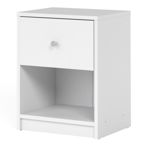 Elegance Bedroom Bedside 1 Drawer in White | Self Assembly
