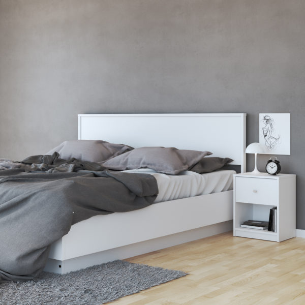 Elegance Bedroom Bedside 1 Drawer in White | Self Assembly