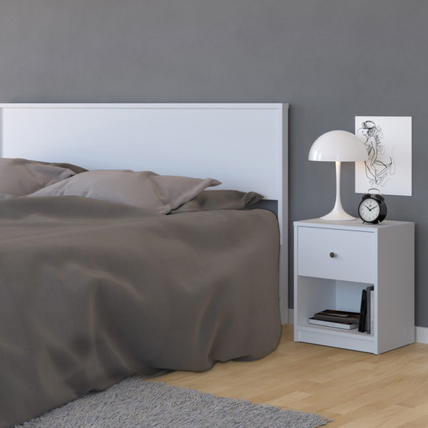 Elegance Bedroom Bedside 1 Drawer in White | Self Assembly