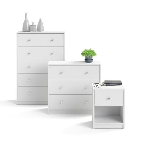 Elegance Bedroom Bedside 1 Drawer in White | Self Assembly