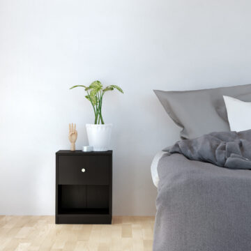 Elegance Black 1 Drawer Bedside Table