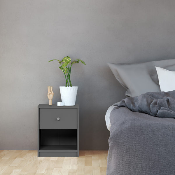Elegance Bedroom Bedside 1 Drawer in Grey | Self Assembly