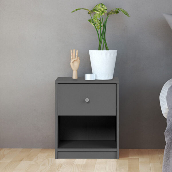 Elegance Bedroom Bedside 1 Drawer in Grey | Self Assembly