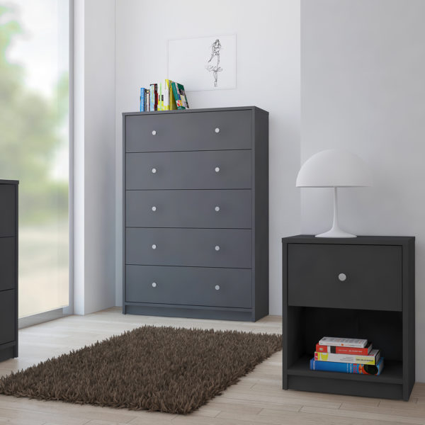 Elegance Bedroom Bedside 1 Drawer in Grey | Self Assembly