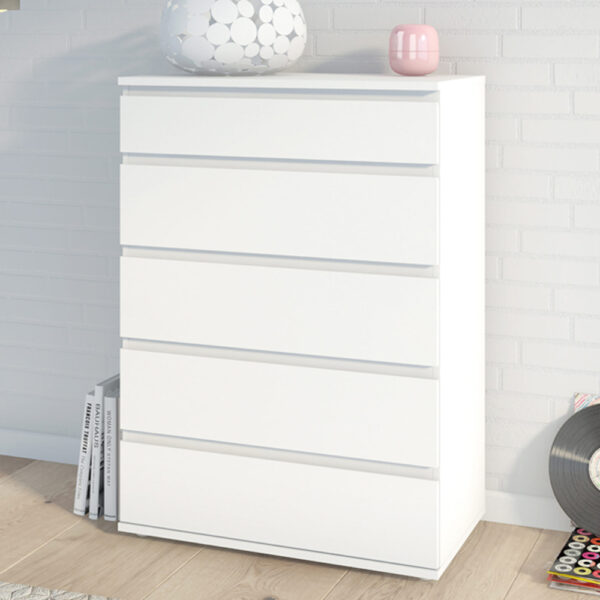 Warkworth Chest of 5 Drawers in White | Self Assembly