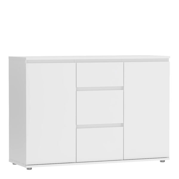 Warkworth Sideboard 3 Drawers 2 Doors in White | Self Assembly