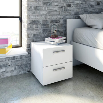 Rossi White 2 Drawer Bedside