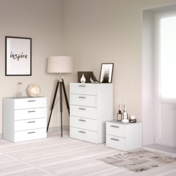 Rossi White 2 Drawer Bedside