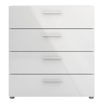 Rossi White High Gloss Chest of 4 Drawers in Oak