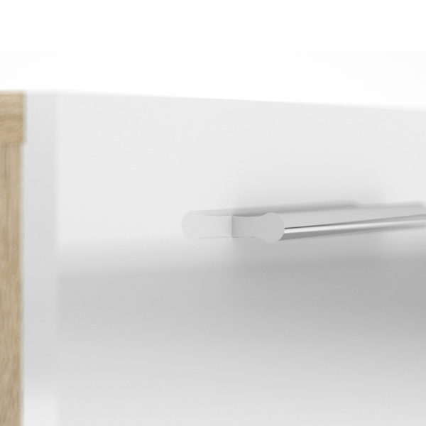 Rossi White High Gloss Chest of 5 Drawers in Oak | Self Assembly