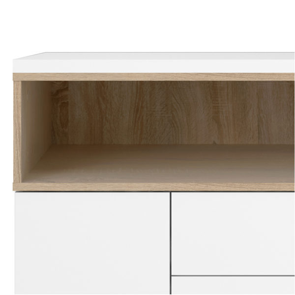 Paphos Sideboard 3 Drawers 3 Doors in White and Oak | Self Assembly