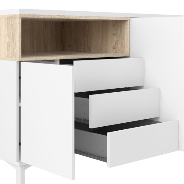 Paphos Sideboard 3 Drawers 3 Doors in White and Oak | Self Assembly