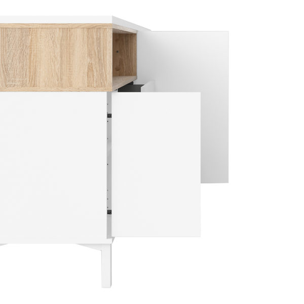 Paphos Sideboard 3 Drawers 3 Doors in White and Oak | Self Assembly